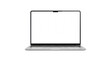© Barny - Pristine grey laptop, open with a blank white screen and ultra-thin bezels, isolated on a transparent studio background with copy space, concept of digital potential and innovation