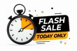 © Rifa - Stopwatch indicating limited time for a flash sale event with the words flash sale today only on a banner