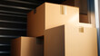 © photo for everything - Boxes stacked in a self-storage unit, ready for moving or long-term storage solutions. Securely packed items await their next destination. Organization and relocation.