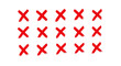 © Jamshadul - Fifteen hand painted red crosses arranged in three rows on a white background representing rejection or errors