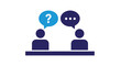 © Jawad - Vector illustration of a person with a question mark in a speech bubble is talking to another person with a speech bubble with dots, representing communication and problemsolving