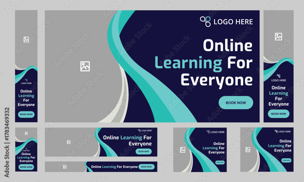 Customizable vector online education web set banner design for social ...