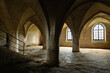 © Vidu Gunaratna - Kutná Hora, Czech Republic – August 8, 2025: Gothic interior of Corpus Christi Chapel with ribbed vaulting and stone columns in Kutná Hora, a medieval cemetery chapel from the 14th century