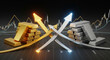 © MM - Gold silver bars rise charting market growth financial success