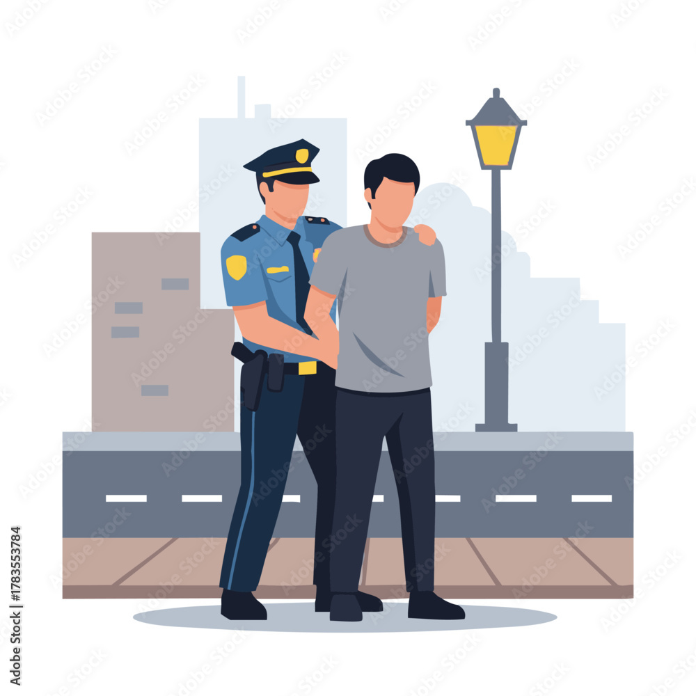 Police Officer Arresting a Man on the Street, Law Enforcement Action ...