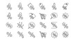 © Aica - Collection of outline icons representing zero percent sales, discounts, and special offers, perfect for infographics, articles, books, flyers, and banners, featuring editable strokes and a cartoon