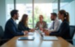© li - Blurred business people meeting in modern office, teamwork and corporate collaboration concept. High quality. High quality