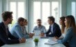 © wang - Soft blur shot of a business people group in a meeting room, business concept. High quality