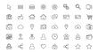 © Rhanzelle - Collection of minimalist linear pictograms for web and graphic design, apps, banners, social networks, and cards. Includes cursor, menu, burger, settings, image, search, chat, camera, house, cloud
