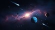© qiana - Cosmic illustration depicting planets, asteroids, and a bright nebula in deep space