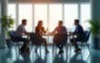 © zhao - Blurred business people meeting in office interior with space for background or banner design. High quality