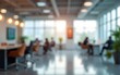 © li - Blur background of modern office interior design. Workspace background for corporate office. Coworking space modern style. Blurred office. Presentation background. High quality