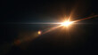 © Mariia - sun flare beam. golden lens flare. reflection light. starburst and glowing rays, sunlight flash on dark background. lens flare effects for design. 光