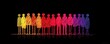 © Art_You - Colorful rainbow silhouettes of people lined up with a reflective surface on a black background