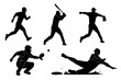 © ARSO - Dynamic baseball player silhouettes showcase athletic action and sportsmanship in clean vector design