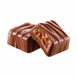 © Sathaporn - Two milk chocolate pieces with caramel filling, isolated on transparent background.
