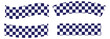 © Hike studio - Top and bottom borders with checkered print and blank space for text. Police, taxi, chess game or rally sport car competition background. Black and white squares pattern. Vector graphic