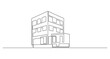 © Main - Continuous Line Drawing of a Modern City Building,continuous line drawing of corporate company building.Modern architecture building. Continuous line drawing of commercial building vector