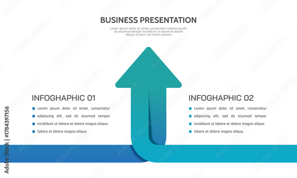 2 Way Path to Business Growth Infographic. Upward Arrow Success Concept ...