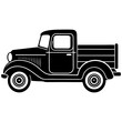 © IMTIAZ AHMED - Classic black silhouette of a vintage pickup truck with a wooden bed and rounded fenders
