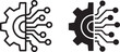 © vectorzking - Digital gear and circuit board icon illustrating integrated mechanical and electronic systems, smart technology, and advanced automation. isolated on white background, Vector, illustration