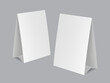 © Margarita  - Table tent template. White blank paper countertop pop banner stand. Realistic mockup. Desktop promotional graphic display card vector mock-up Stand Up Clear Card Mockup On Table. EPS10 Vector