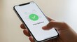 © photoplotnikov - Smartphone screen showing order delivered confirmation with hand holding device