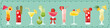 © Ирина Горелова - A set of color icons of various cocktails - Pina Colada, Bloody Mary, Tequila Sunrise, Strawberry, Citrus, Apple, Margarita.
