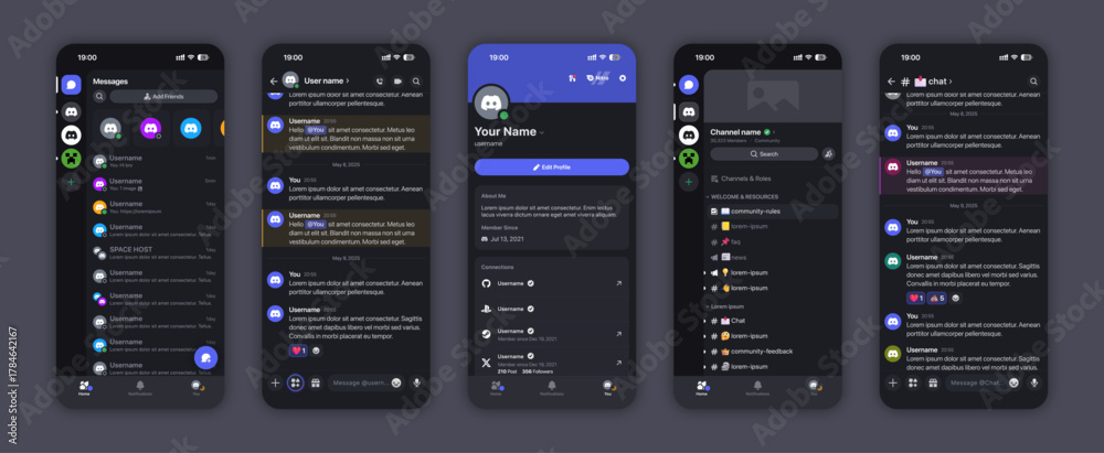 Vektor Discord Messenger 2026 dark mode UI with logo and all updated ...