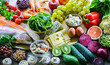 © monticellllo - Food products representing the pescetarian diet