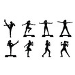 © MD - Aerobic silhouettes collection of women doing step aerobics exercises for fitness and health