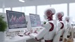 © Klnpherch - Advanced robotic assistants working in a modern office analyzing financial data on computer screens with stock market graphs