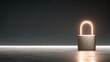 © Klnpherch - Metallic padlock with illuminated shackle on a smooth surface representing security and protection in a minimalist setting