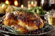 © Danyal Event creater - Savor the comforting aroma of a perfectly roasted, herb-crusted chicken centerpiece, glistening with juices, ready to grace your festive holiday table.