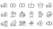 © Mostafizur - Collection of handdrawn icons representing electric vehicles, charging stations, and navigation elements, isolated on transparent background