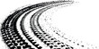 © Design House - Black tire tracks isolated on white background. Black tire tracks on white, grunge texture, dirt splashes, vector background,