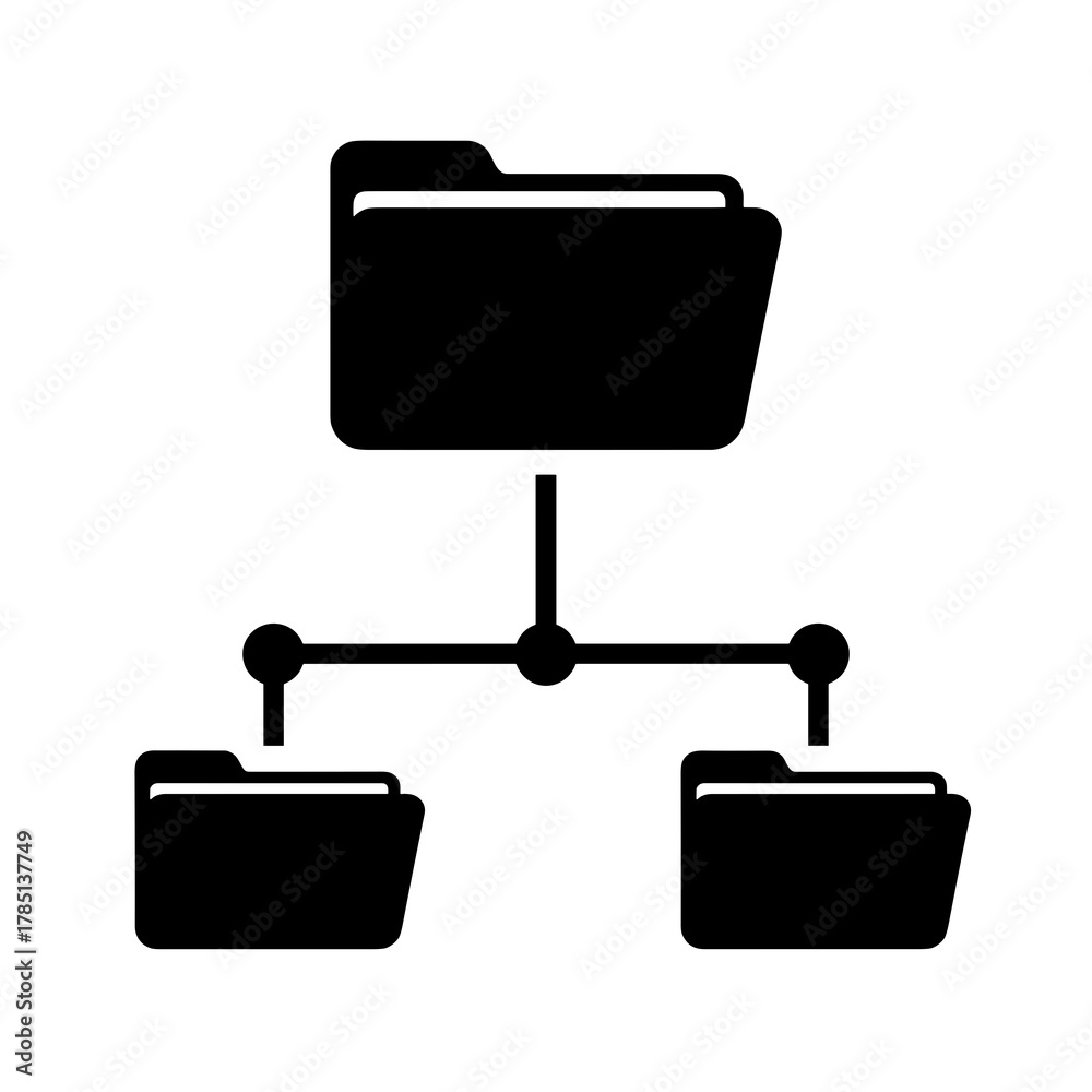 Hierarchical structure showing a folder connected to two sub folders in ...