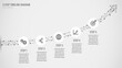 © Dniel - Abstract 5-step timeline diagram with dotted line arrow, connecting points, and business icons for progress, technology, and success.