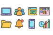 © Hubba Bubba - Office, productivity flat icon set. Work, communication, organization icons, flat style