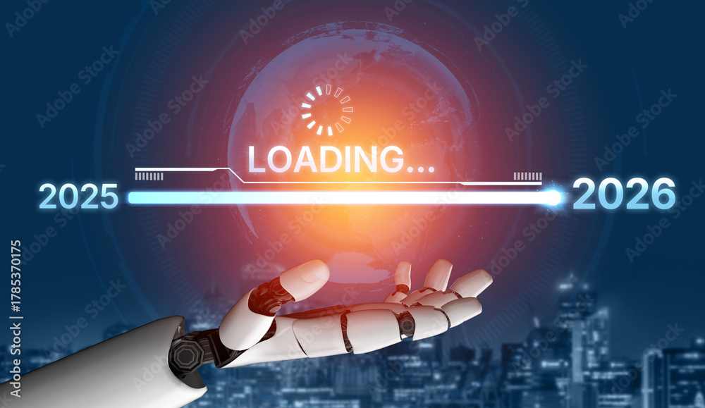 AI visualizes the transition from 2025 to 2026 using smart progress ...