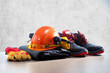 © Sergey - personal protective gear for construction and industrial work on the shelf.