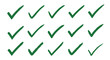 © Iqbal - Green check mark vector set hand drawn approval symbol tick sign design