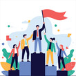 © ABUBOKKOR - Leadership and Teamwork Concept Vector Illustration,Business Leadership Flat Design Vector,Motivational Team Success Illustration,Corporate Leadership and Team Spirit Vector,Group of People.