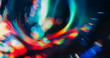 © golubovy - Bokeh crystal glow. Gradient reflection. Fluorescent abstract colorful circle on dark background. Blur holographic neon gleam optic effect.