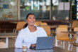 © Austockphoto - indian woman working on a laptop in a cafe