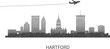 © godsfavoritearts - Hartford Skyline with Airplane Silhouette and Dot Pattern