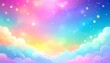 © Danang - Abstract colorful background with gradient sky, stars and clouds. cute kawaii background