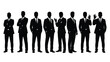 © grvect02 - Businessmen Silhouettes Set. Vector illustration of eight male figures in suits standing with different corporate poses and gestures like crossing arms and showing the OK sign.
