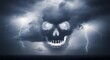© Candra - Ominous Skull Storm Dark Skies with Lightning, and Dreadful Symbolism.