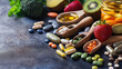 © stver - Assortment of Health Foods and Dietary Supplements with Fresh Fruits and Vegetables